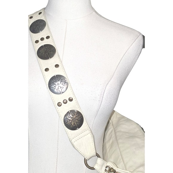 Free People Cream Leather Studded Belt Bag Fanny Pack Crossbody - Picture 7 of 14